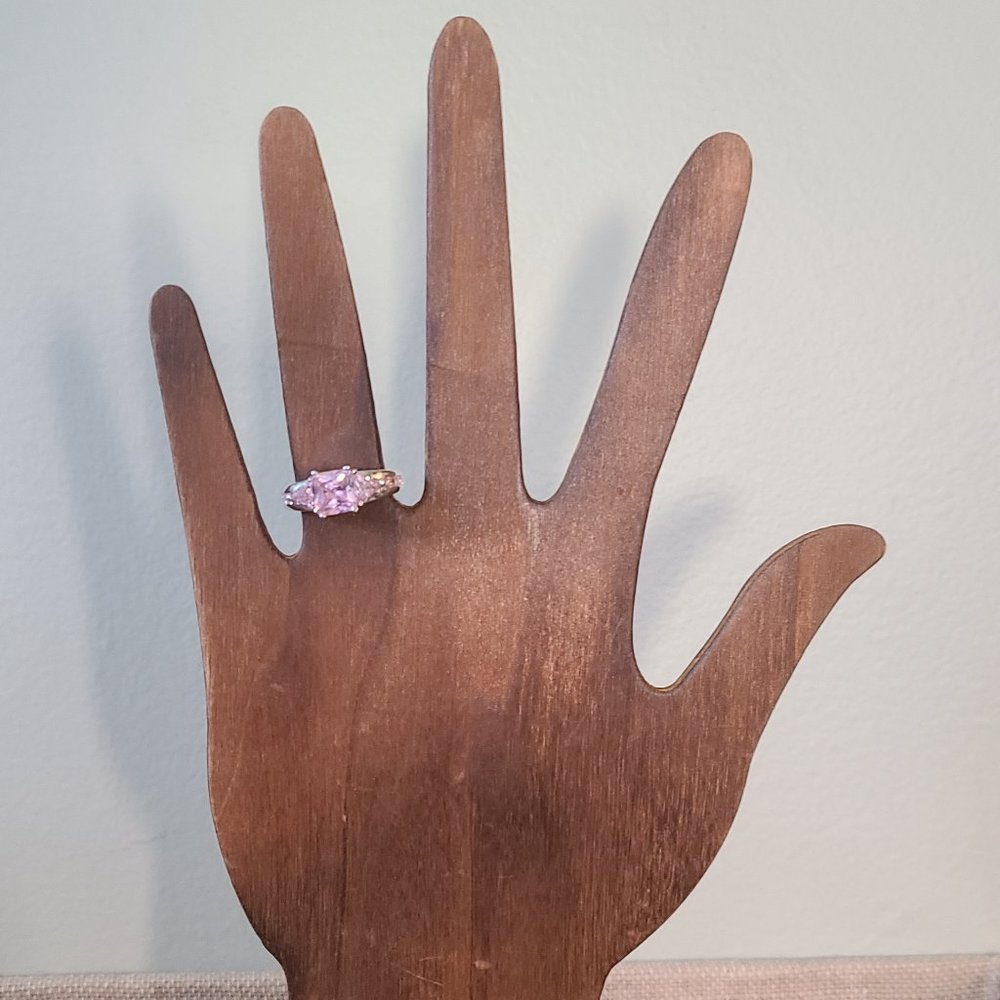Pink Three Stone Ring - Picture 2 of 6